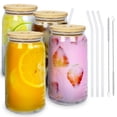 thumbnail image 1 of Vaso de vidrio tipo Lata Transparente con Popote y Cepillo Set de 4 pzas., 1 of 7