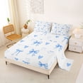 thumbnail image 2 of Erosebridal Girls Bow-Tie Queen Sheet Sets, Kawaii Love Hearts Bed Set, White Blue, 1 Flat Sheet, 1 Fitted Sheet and 2 Pillowcases, 2 of 5