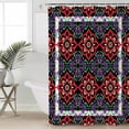 thumbnail image 2 of Red Purple Green Boho Shower Curtains for Bathroom Waterproof Fabric Bath Curtains Decor Bath Tub Curtain Ethnic Abstract Geometric Art Decorative Shower Curtain Sets with 12 Hooks, 72x72 Inch, 2 of 6