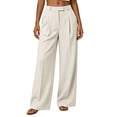 thumbnail image 3 of Busydd Dress Pants for Women Trendy High Waisted Pleated Work Trousers Business Casual Solid Color Slacks with Pockets 2XL, 3 of 8