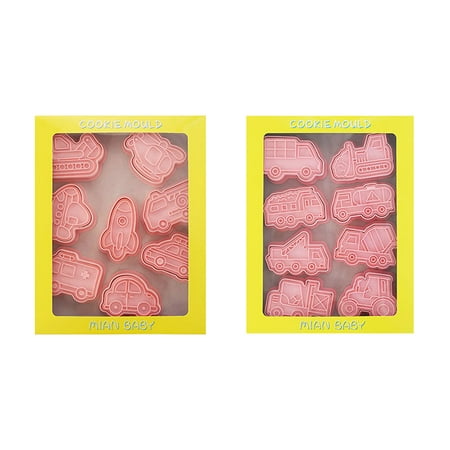 16-piece Cartoon Car Biscuits Mold Cute 3d Vehicle Pressing Cookie Cutting Mold Fondant Baking Mold Kitchen Tool