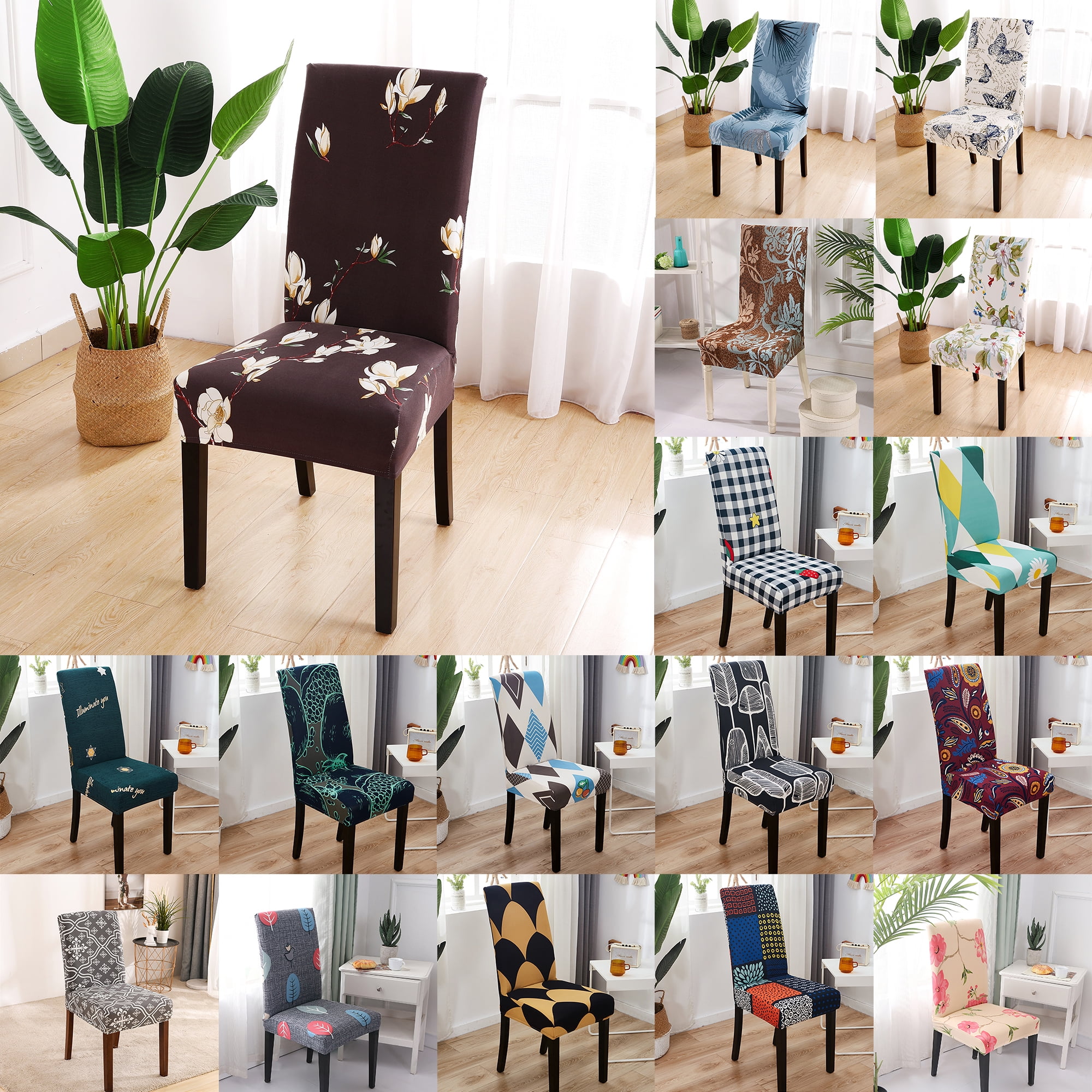 6 Color Stretch Spandex Chair Covers Removable Slipcovers Seat Cusion Room Decor 