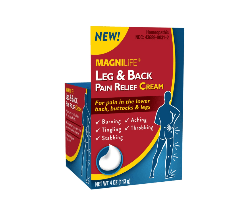 (2 pack) MagniLife Leg & Back Pain Relief Cream, for Fast Relief of Lower Back, Buttocks & Leg Pain, 4 oz