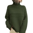 thumbnail image 1 of Suéter PRETTYGARDEN Cuello Alto Tejido Grueso Verde Militar XL, 1 of 6