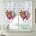 thumbnail image 2 of Valentine's Day Swag Curtains for Kitchen/Bedroom/Living Room, Pink Love Box Abstract Point Stripes Scalloped Curtains 63 Inch Long, Window Swag Topper Curtains Valances 2 Panels Set 36"x63", 2 of 8