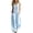 Blue, variant on Summer Womens Jumpsuit Striped Sleeveless V-neck Button Up Cardigan Wide Legs Pockets Pants Casual Jumpsuit