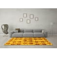 thumbnail image 3 of Ahgly Company Machine Washable Indoor Round Abstract Yellow Modern Area Rugs, 3' Round, 3 of 4