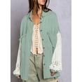 thumbnail image 4 of Liacowi Women's Fall Jackets Crochet Patchwork Long Sleeve Button Down Shirts Oversized Blouses with Pockets, 4 of 9