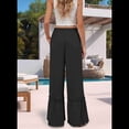 thumbnail image 4 of Pantalones Palazzo de Cintura Alta y Pierna para Mujer, con Encaje, para Playa, Holgados, Color Negro, Talla XXL, 4 of 6