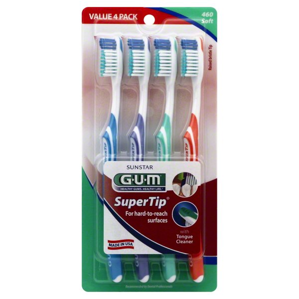 GUM Super Tip Soft Toothbrh, 4 count