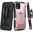 thumbnail image 2 of Compatible for TMobile Revvl 6 Pro 5G Case with Holster Belt Clip Hybrid Shockproof Protective Phone Cover with Kickstand - Rose Gold, 2 of 5