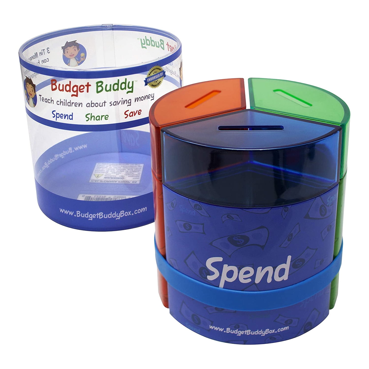 Save Spend Share Money Jar ThreePart Money Tin Teaches Kids