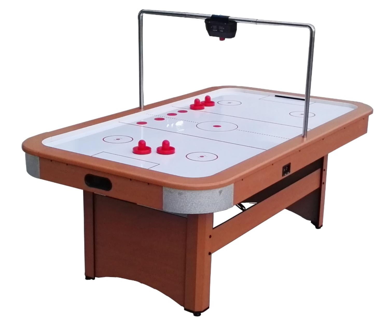 7' x 4' Recreational Brown White and Red Air Hockey Game Table