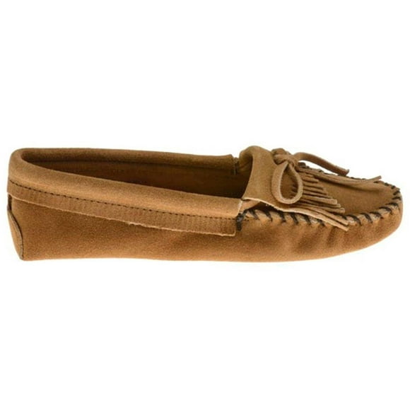 Minnetonka Womens Kilty Suede Softsole Moccasin - Taupe - 8.5 M US