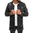 thumbnail image 1 of Men Long Denim Jacket Long Sleeve Distressed Outerwear Shacket With Pockets, 1 of 5
