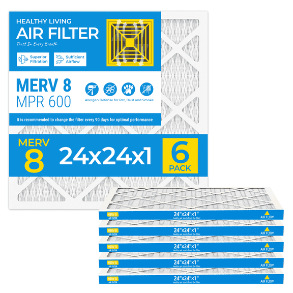 SUIXINEYI MERV8 24X24X1 HVAC Furnace Replacement Air Filter with Pleated Design for Home Dust Reduction,6 Filters