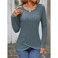 thumbnail image 5 of Eternatastic Women's Round Neck Pullover Sweater Knit Blouse Soft Long Sleeve Shirt Tops Slim Fit Blouses Pullover, 5 of 7