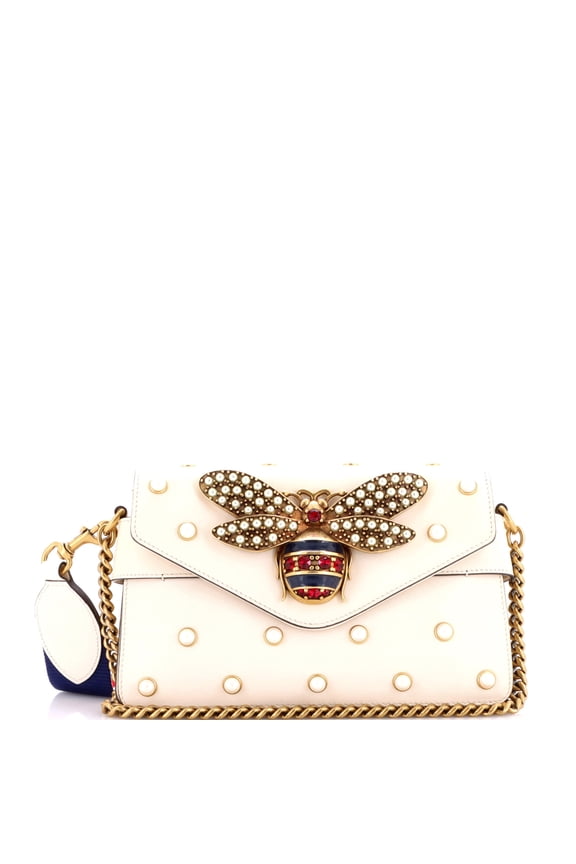 Pre-Owned Broadway Pearly Bee Shoulder Bag Embellished Leather Mini By Rebag