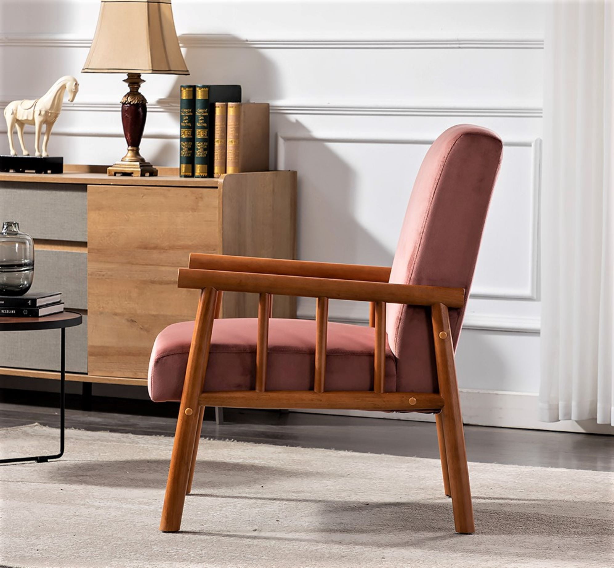 Uspridefurniture Robbie 25'' Wide Velvet Armchair -Pink
