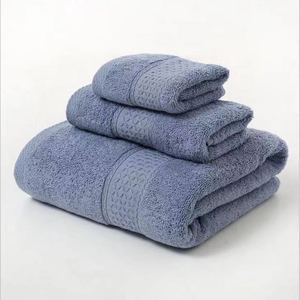 XmhyTop-A Juego de 3 toallas de algodón absorbentes y suaves para el baño, color gris y azul.