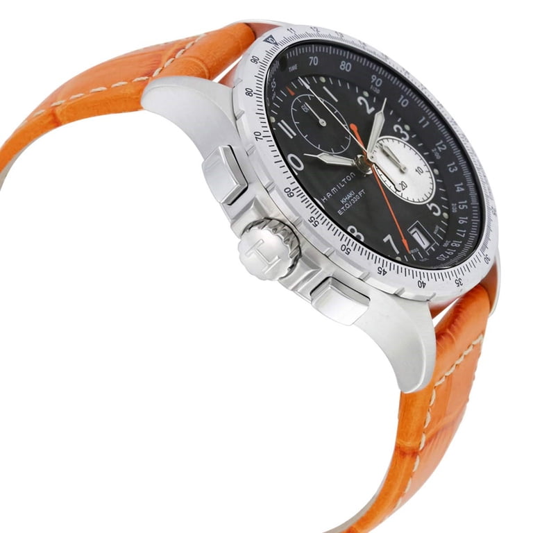 Hamilton H77612933 Men's Khaki ETO Lefty Black Dial Orange Leather