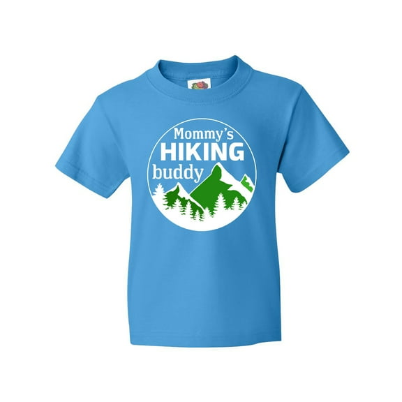 Inktastic Mommy's Hiking Buddy with Mountains and Trees Youth T-Shirt