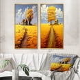 thumbnail image 1 of Designart "Country Road Amidst Golden Blossoms II" Meadow Framed Wall Art Set Of 2 - Traditional Yellow Gallery Wall Frame Set For Home Decor, 1 of 6