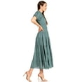 thumbnail image 3 of Sakkas Cotton Crepe Smocked Peasant Gypsy Boho Renaissance Mid Length Dress - A-Teal - One Size, 3 of 5