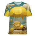 thumbnail image 5 of Yellow Lemon Womens Tops Women's Fashion Casual Short Sleeve Flower Print Round Neck Pullover Top Blouse, 5 of 6