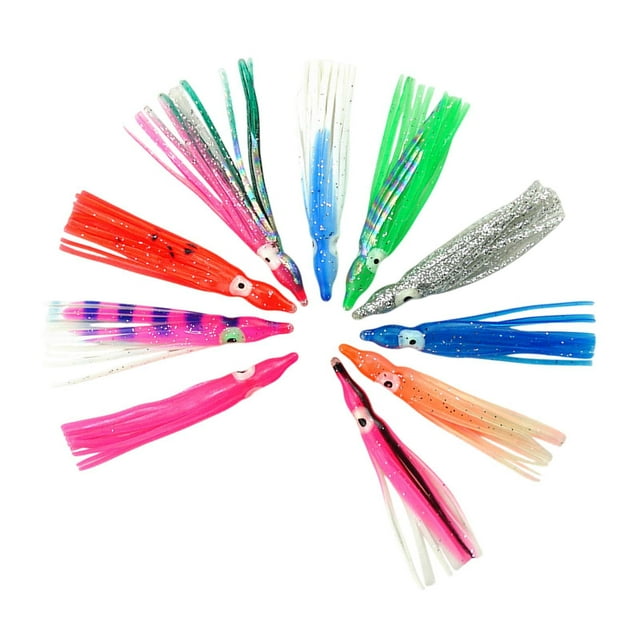 10 piezas de señuelos de curricán, señuelos de pesca, colores aleatorios Swimbait Calamar artificial 10 centímetros
