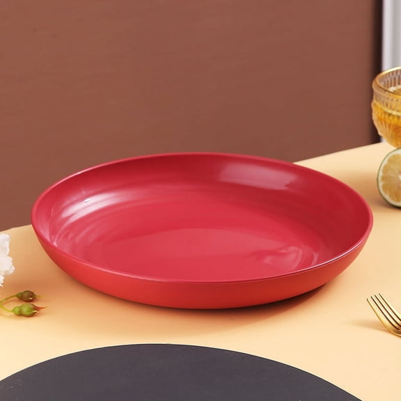 Round Salad Dessert Dinner Plate Stackable Unbreakable Reusable Wheat Straw Dish Microwave Safe Fruit Plate for Dining