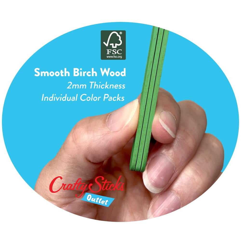 CraftySticks- 1000 Pack, 6 Inch Green Color, Jumbo Wood Popsicle Sticks for Crafts, Home, School Art, Building, Learning, Wood Tongue Depressor Size
