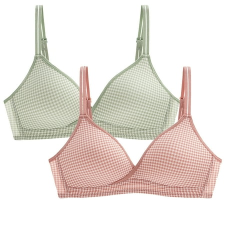 

Qurein 2PCs Women Sexy Simple Lattice Plaid Adjustable Shoulder Strap Underwire Underwear Bra