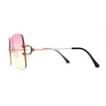thumbnail image 4 of Womens Rimless Rectangle 90s Designer Sunglasses Gold Pink Yellow, 4 of 4