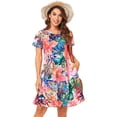 thumbnail image 3 of Womens Summer Dresses Beach Casual Tshirt Plus Size Floral Short Sleeve Loose Flowy Sundresses, 3 of 6