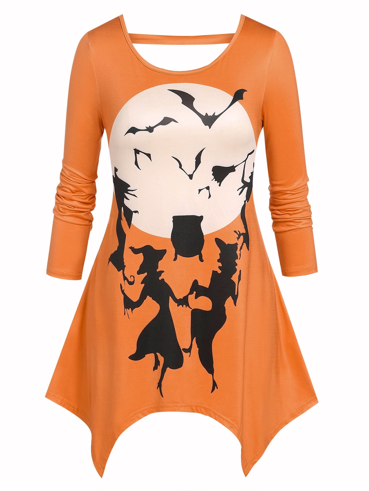 Rosegal Plus Size Moon Witch Bat Print 