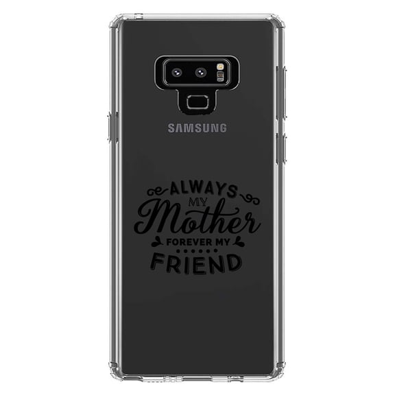 DistinctInk Clear Shockproof Hybrid Case for Samsung Galaxy Note 9 - TPU Bumper Acrylic Back Tempered Glass Screen Protector - Always My Mother, Forever My Friend