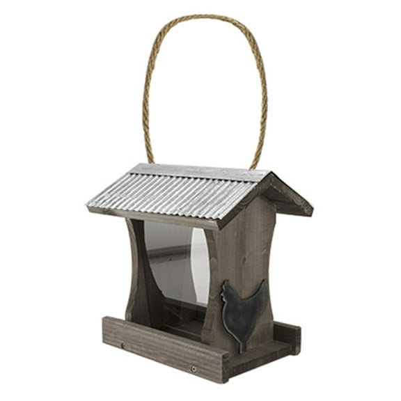Rustic Farmhouse 3 lbs. Tall Hopper Feeder with Rooster Accent