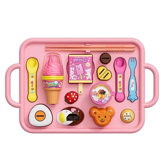 Pudding Ice Cream Feeding Toys for Dolls,Pretend Play Food Kitchen Accessories, Doll Role Play Girl Gifts Toys (Pink)
