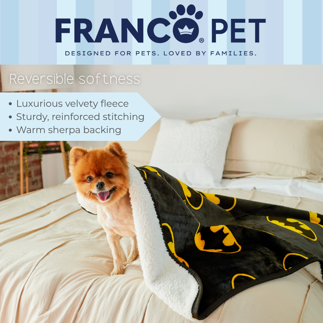 Batman Waterproof Fleece Sherpa Dog Pet Throw Blanket, 30x40 Small