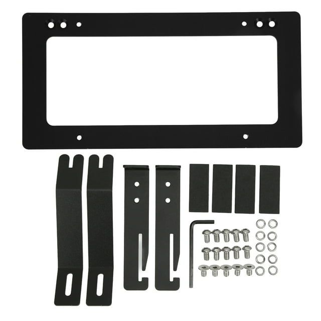 Support de Plaque d'Immatriculation, Cadre de Plaque de Numéro d'Immatriculation en Alliage d'Aluminium Stable pour Automobile Noir
