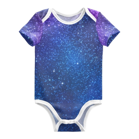 Dark Blue Purple Glitter Pure Cotton Bodysuit Short Sleeve Pajamas One-Piece Romper Unisex 3 Months