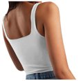 thumbnail image 7 of Pincandy Fashion Women's Summer Neck Sleeveless Casual Blouses Tops Sleeveless Strappy Tank Square Neck Double Layer Workout Fitness Casual Basic Crop Tops,White,M, 7 of 7