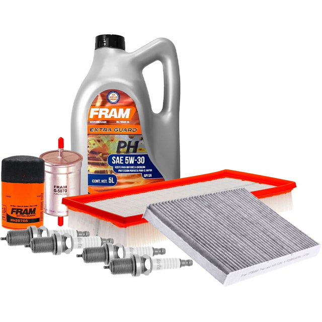 Kit De Afinación Con Aceite 5W30 Mineral, Bujías Iridio, Filtro De Aire, Filtro De Aceite, Filtro De Combustible Y Filtro De Cabina 9 Piezas Compatible con Volkswagen Jetta L4 2.0L DE 2000 A 2001