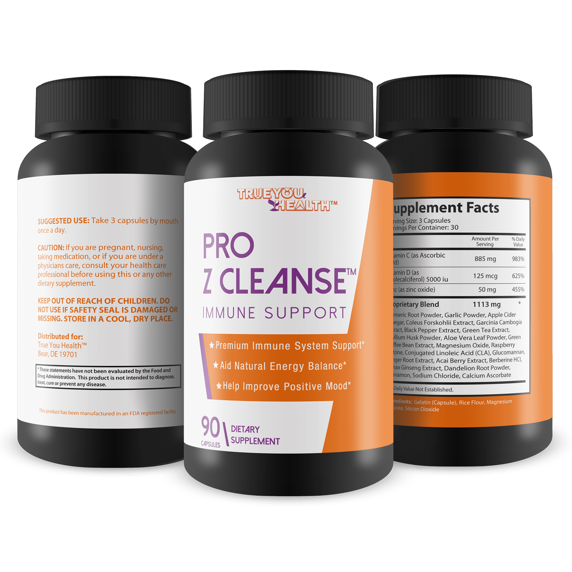 Pro Z Cleanse - Premium Immune System Support with Immune Boosting Vitamin C, Zinc, Vitamin D 5000 IU, Ginger, & Turmeric Curcumin - Immune Support Supplement for Women & Men - Aid Immune Health