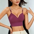 thumbnail image 2 of Women's Wireless Bra, Full Coverage Underarm Smoothing V Neck Bra with Adjustable Straps, Support Lift Comfort Bra | VerBelle,Hot Pink L, 2 of 6