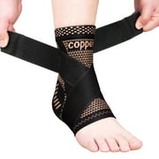 JIUFENTIAN Copper Ankle Brace Ankle Wraps for Sprain Compression Heel Sleeve for Achilles Tendonitis Support 1 Pack-L