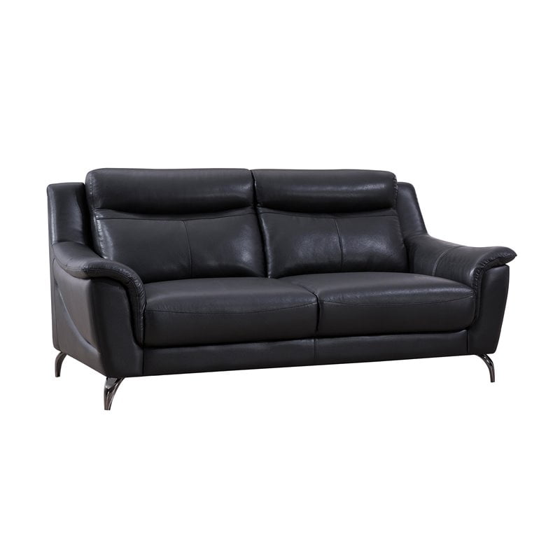 American Eagle Furniture Genuine Leather Sofa in Black