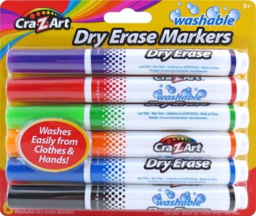 cra z art kids washable broadline dry erase markers 6 count 10048