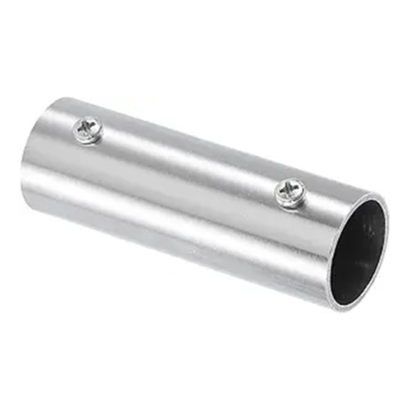 1Pcs 2-Way Straight Pipe Fitting Connector, 1 Inch (25Mm) Stainless Steel 100Mm Length, Structural Pipe Connector For Chain Link Fence Clamp, Clothes Drying Rod Extension, Steel